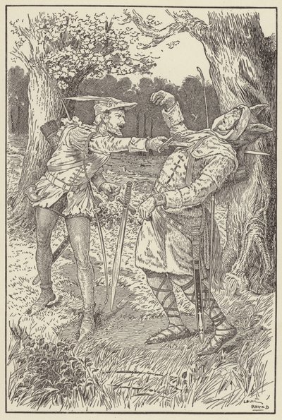 Robin dirigiu sua lâmina através do corpo de Sir Guys de Louis John Rhead