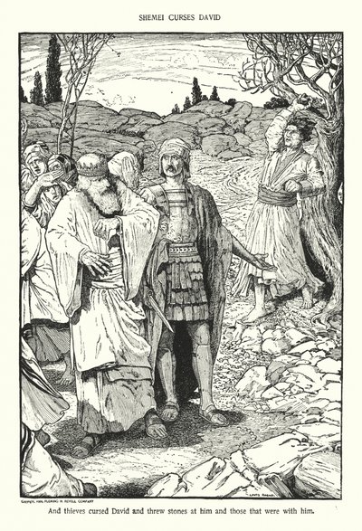 Shimei amaldiçoa David (litografia) de Louis John Rhead