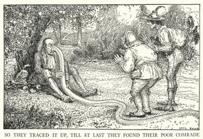 Então eles rastrearam-no, até que finalmente encontraram o seu pobre camarada (litho) de Louis John Rhead