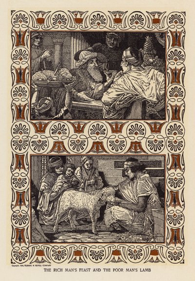 O banquete do rico e o cordeiro do pobre (litografia) de Louis John Rhead
