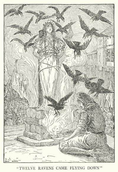 "Doze corvos vieram voando para baixo" (litho) de Louis John Rhead