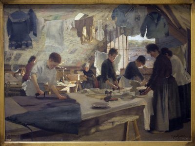A oficina do Estripador em Trouville. Pintura de Louis Joseph Anthonissen (1849-1913), Oil On Canvas de Louis Joseph Anthonissen