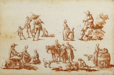 Estudos de Figuras e Animais, de Francois Louis Joseph Watteau