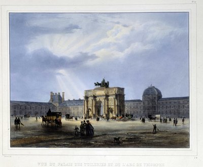 Palácio Tuileries e Arco Triunfal do Carrossel - em "Paris em 1837" por Arnout de Louis Jules Arnout
