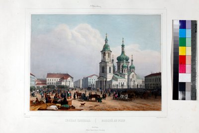 A Praça Sennaya e a Igreja do Salvador (Igreja da Assunção da Mãe de Deus) em São Petersburgo por Arnout, Louis Jules (1814-1868) de Louis Jules Arnout