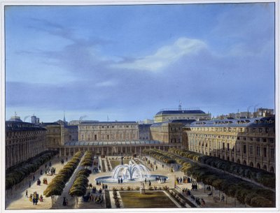Vista do Jardim do Palácio Real - em "Paris en 1837" por Arnout de Louis Jules Arnout