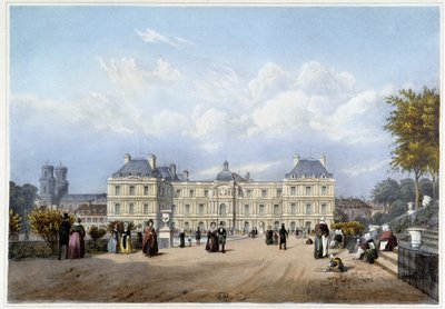 Le Palais du Luxembourg, do lado do jardim. Em "Paris e arredores". de Louis Julien Jacottet