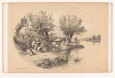 Pescadores em um lago Passeios pitorescos (título da série) Passeios pitorescos (título da série no objeto) de Louis Julien Jacottet