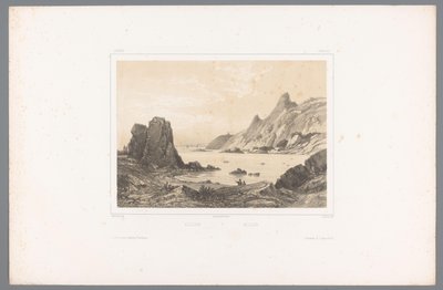 Vista de Kullaberg no Kattegat Kullen / Kullen (título no objeto) Rostos na Escandinávia (título da série) Vues du Nord. Camurça (título da série no objeto) de Louis Julien Jacottet