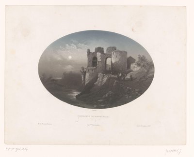 Vista das ruínas do Château des Vier Heemskinderen
Château des 4 fils Aymond (Gironde) (título sobre o objecto) de Louis Julien Jacottet