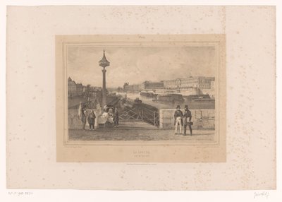 Vista do Palais du Louvre da Pont Neuf Le Louvre, pris du Pont-neuf (título no objeto) Rostos dentro e ao redor de Paris (título da série) Paris (título da série no objeto) de Louis Julien Jacottet
