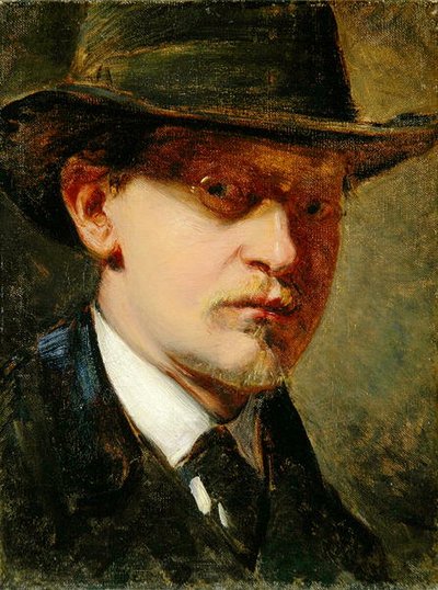 Auto-retrato com chapéu (óleo sobre tela) de Louis Kolitz