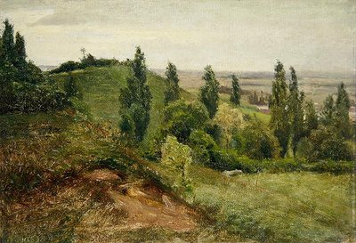 A encosta oeste do Doernberg, perto de Kassel (óleo sobre tela sobre papelão) de Louis Kolitz