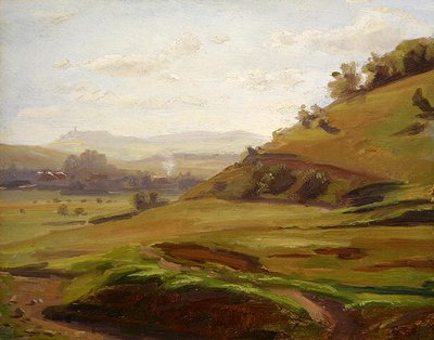 Vista da encosta do Doernberg em direcção a Burghasungen (óleo sobre tela) de Louis Kolitz