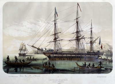 O Astrolabe (novo nome da "Shell") e o Zelee, barcos de Jules Dumont d