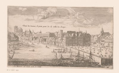 Vista de Liège Vue de dessus le petit pont de la ville de Liege (título no objeto) de Louis Le Meunier