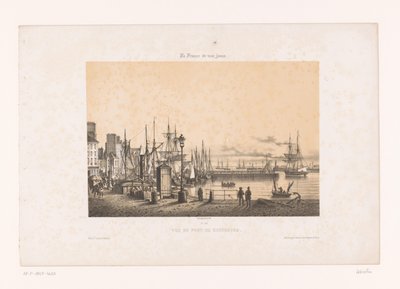 Vista do porto de Cherbourg Vue du port de Cherbourg (título no objeto) França contemporânea (título da série) La France de nos jours (título da série no objeto) de Louis Le Breton