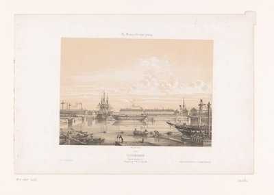 Vista do Bassin Napoléon III perto do porto de Cherbourg
Cherbourg. Bassin Napoléon III (título sobre o objecto)
França Contemporânea (título da série)
La France de nos jours (título da série sobre o objecto) de Louis Le Breton