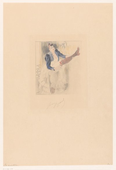 Dançarina de cancan tocando violão na perna La guitare (título no objeto) de Louis Legrand (signed by artist)
