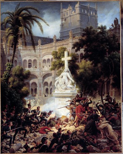 Cerco e captura de Saragoça: assalto ao mosteiro de San Engracia em 8 de fevereiro de Louis Lejeune