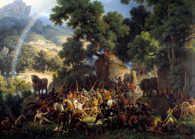 A batalha de Guisando, na passagem do desfiladeiro de Avis, nas montanhas de Guadarrama, em Castela de Louis Lejeune