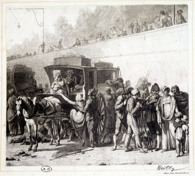 A chegada de uma diligência, heliogravura de Léon Marotte, segundo a pintura de Boilly (1803). de Louis Leopold (after) Boilly