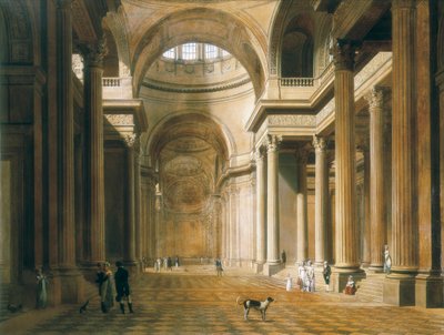 Interior do Pantheon em Paris. Pintura de Louis Leopold BOILLY de Louis Leopold Boilly