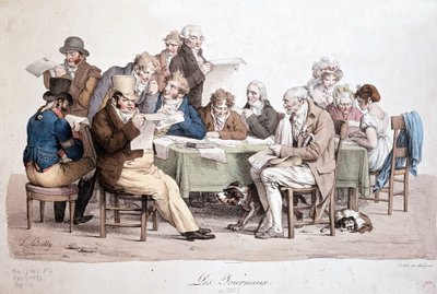 Homens lendo jornais - gravando Louis Boilly intitulado "Les journaux". de Louis Leopold Boilly