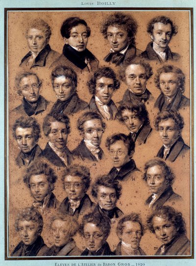 Retrato dos alunos do atelier do pintor Antoine Jean Gros (1771-1835) Desenho de Louis Leopold Boilly (1761-1845) 1820 Paris, B.N. de Louis Leopold Boilly