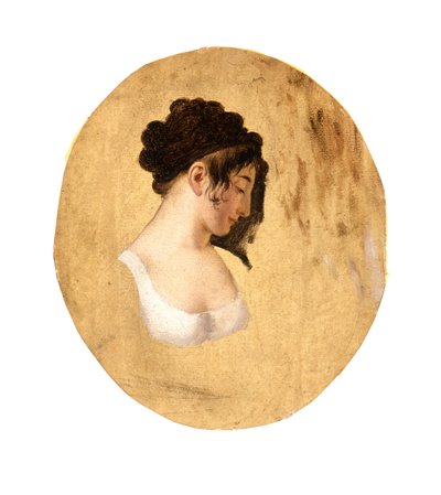 Perfil da cabeça de uma jovem mulher, c.1794 (óleo sobre papel sobre tela) de Louis Leopold Boilly