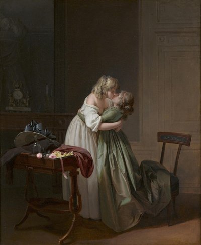 Two Young Women Kissing, c. 1790-1794 (óleo sobre tela) de Louis Leopold Boilly
