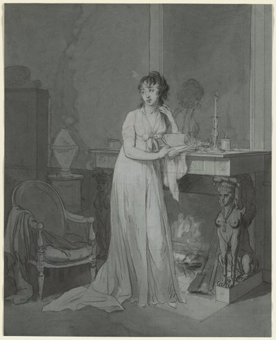 Mulher na frente de uma lareira de Louis Leopold Boilly