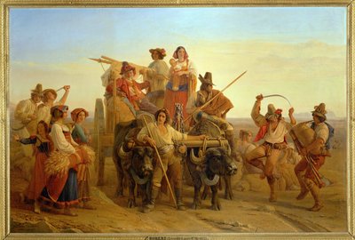 A chegada das ceifeiras aos pântanos de Pontins ... de Louis Leopold Robert