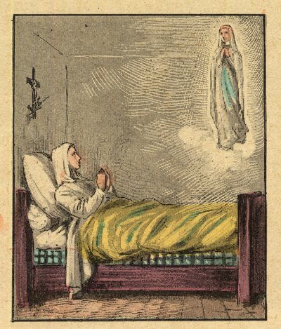 Bernadette Soubirous (1844-1879) - Gravura de “” Ensino religioso pelos olhos. Wonderful Album” de Louis Maitrejean e Georget Ramond - França 1910 de Louis Maitrejean
