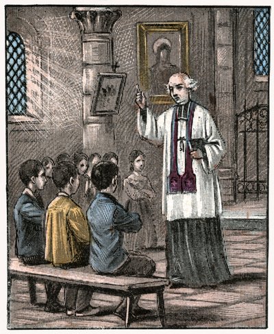 Primeira Comunhão, c.1880 (imprimir) de Louis Maitrejean