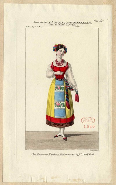 Senhorita Noblet como Fenella. Figurino para a ópera La muette de Portici, 1828. de Louis Maleuvre