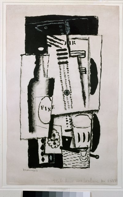 Natureza morta, estudo para uma pintura sobre vidro (pintura, século XX) de Louis Marcoussis