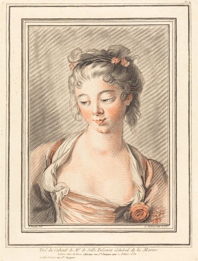 Busto de uma Jovem Mulher Olhando Para Baixo, 1773 ou posterior. de Louis Marin Bonnet