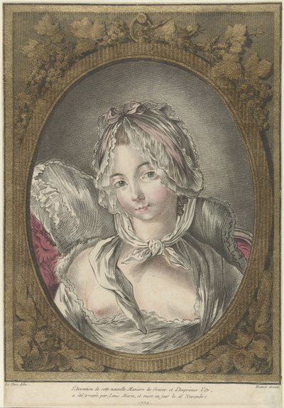 Busto de uma jovem mulher com um boné de Louis Marin Bonnet
