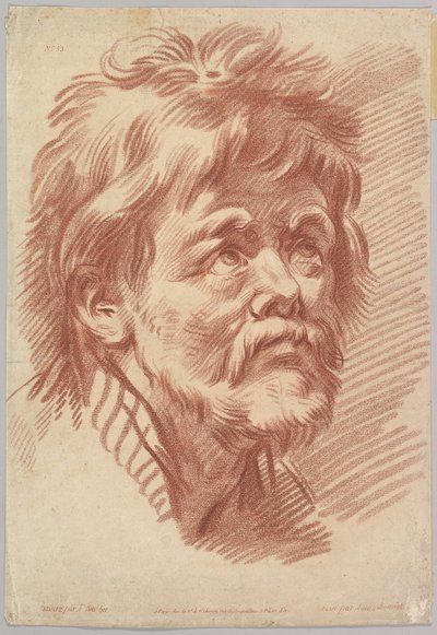 Cabeça de um homem idoso, de meados a finais do século XVIII. de Louis Marin Bonnet