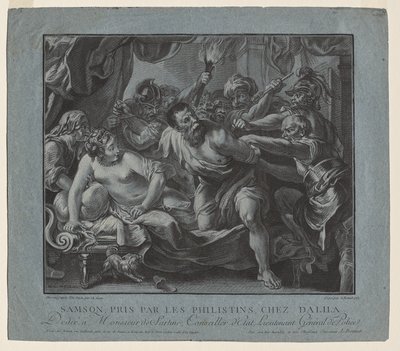 Sansão levado pelos filisteus na casa de Dalila de Louis Marin Bonnet
