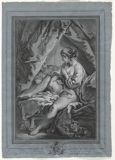 Jovem mulher sentada em uma cama, 1764-1767. de Louis Marin Bonnet