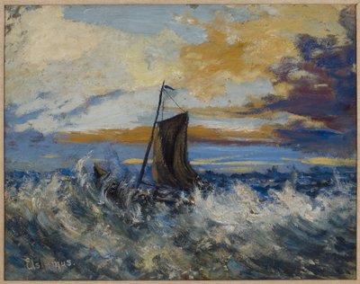 Veleiro, mar tempestuoso, c.1907 (óleo sobre cartão) de Louis Michel Eilshemius