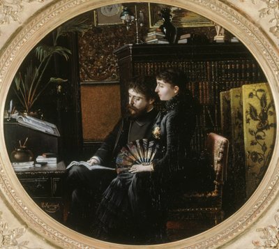 Retrato de Alphonse Daudet 1840-1897 e sua esposa Julie Allard, 1883. de Louis Montegut