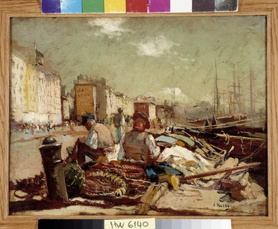 Pecheurs ravauding the nets Painting by Louis Nattero (1875-1915) Menção obrigatória: Colecção de saudações de fundação da Provença, Marselha de Louis Nattero