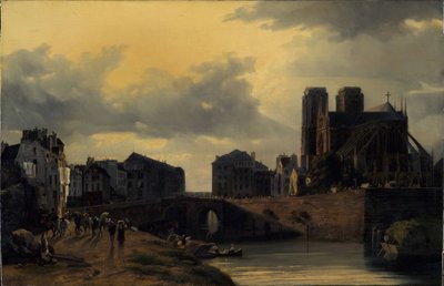A cabeceira de Notre-Dame e a ponte Hôtel-Dieu de Louis Nicolas Matout