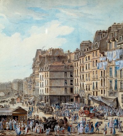 Vida marítima nas docas do porto de Paris em 1782 Peniches e actividades comerciais no Sena. Detalhe. Desenho de Louis de Lespinasse (1734-1808) 1782 Paris, Musee Carnavalet de Louis Nicolas de Lespinasse