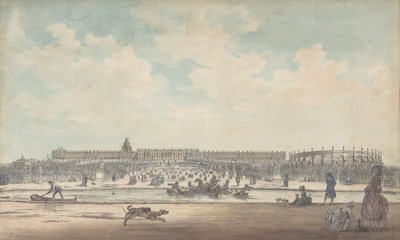 O Château de Versailles visto dos jardins, 1779. de Louis Nicolas de Lespinasse