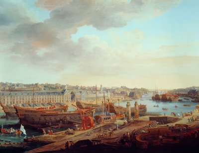 Estaleiro: "A Cidade de Brest" Detalhe. Pintura de Louis Nicolas van Blarenberghe (1716-1794) 1774 de Louis Nicolas van Blarenberghe