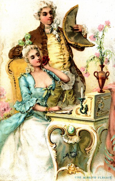 Uma missiva florida: Publicite 1874. Desenho atribuído a Louis Paul Pierre Dumont-1822-18 de Louis Paul Pierre Dumont